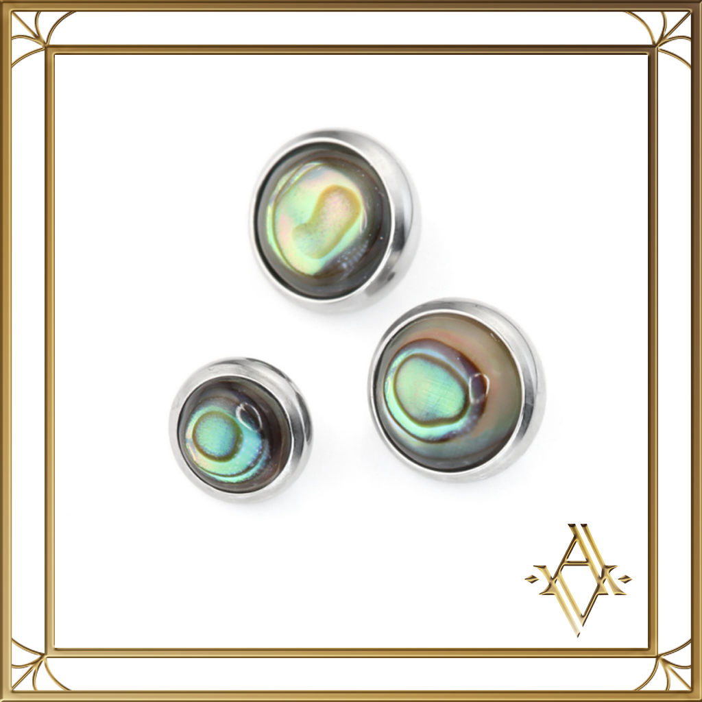 Piercing titane argenté nacre abalone Atecocolli Artefact de Vala