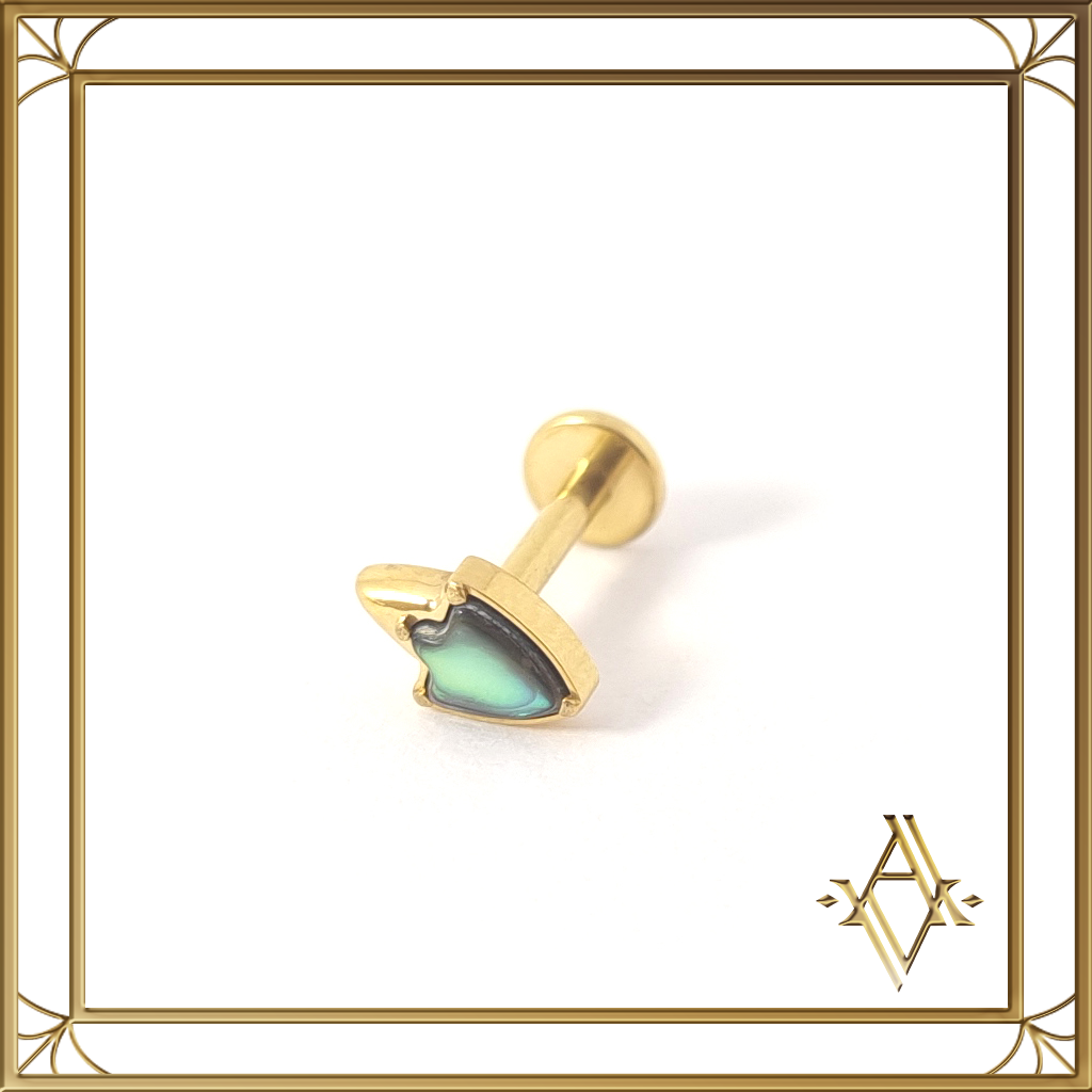Piercing titane doré nacre abalone Odyssée Artefact de Vala