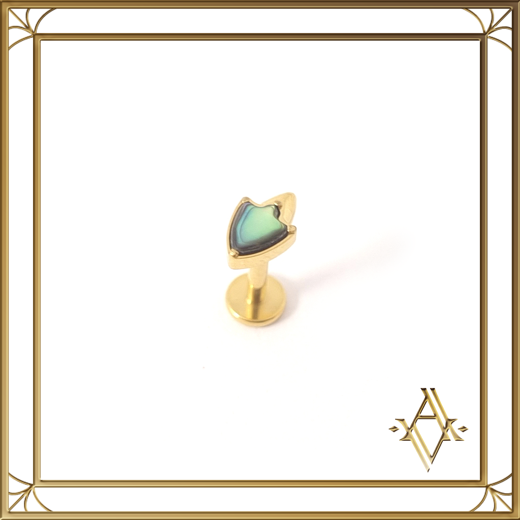 Piercing titane doré nacre abalone Odyssée Artefact de Vala