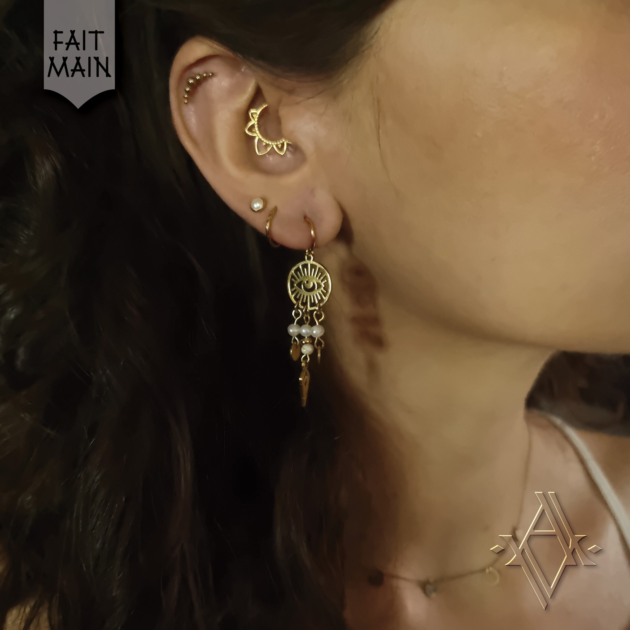 Boucle d'oreille Ojibwe Artefact de Vala