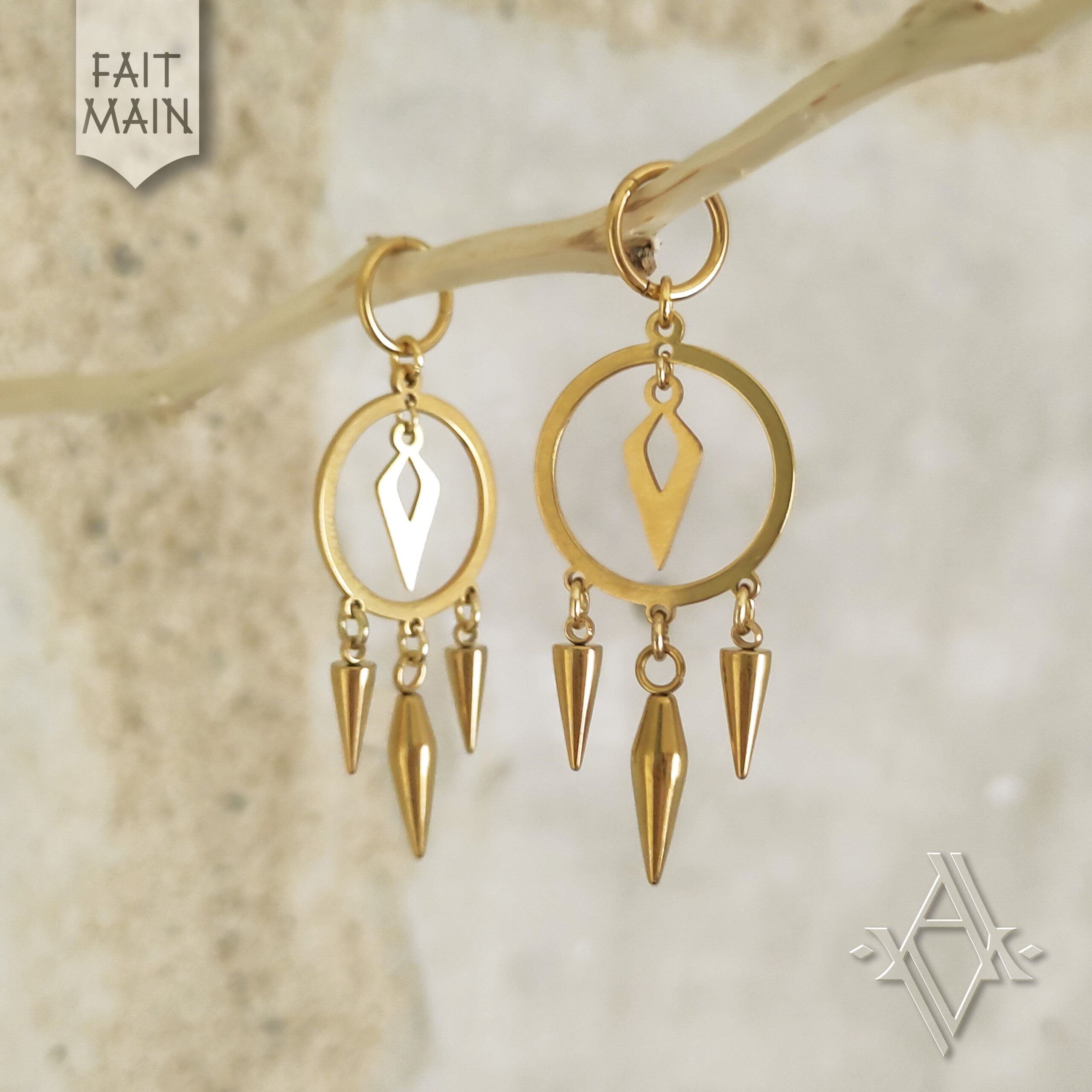 boucle d'oreille Gungnir acier inoxydable artefact de vala