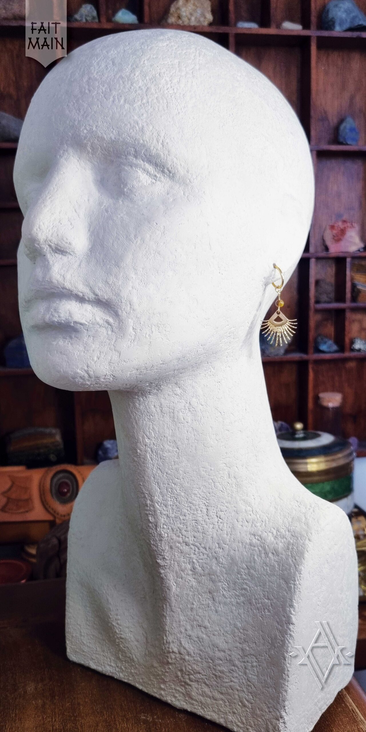 boucles d'oreilles inti acier inoxydable pierre semi précieuse portée