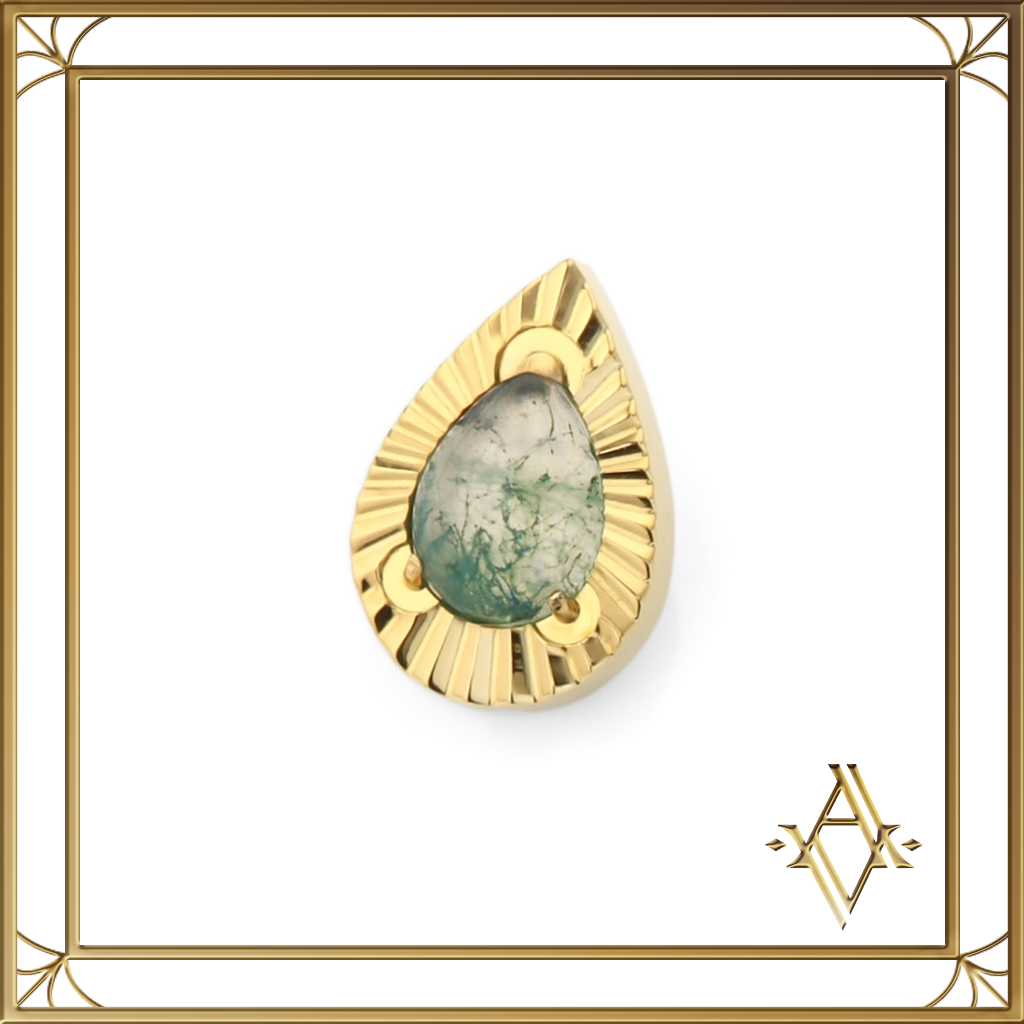 Piercing titane Agate mousse goutte doré Artefact de Vala