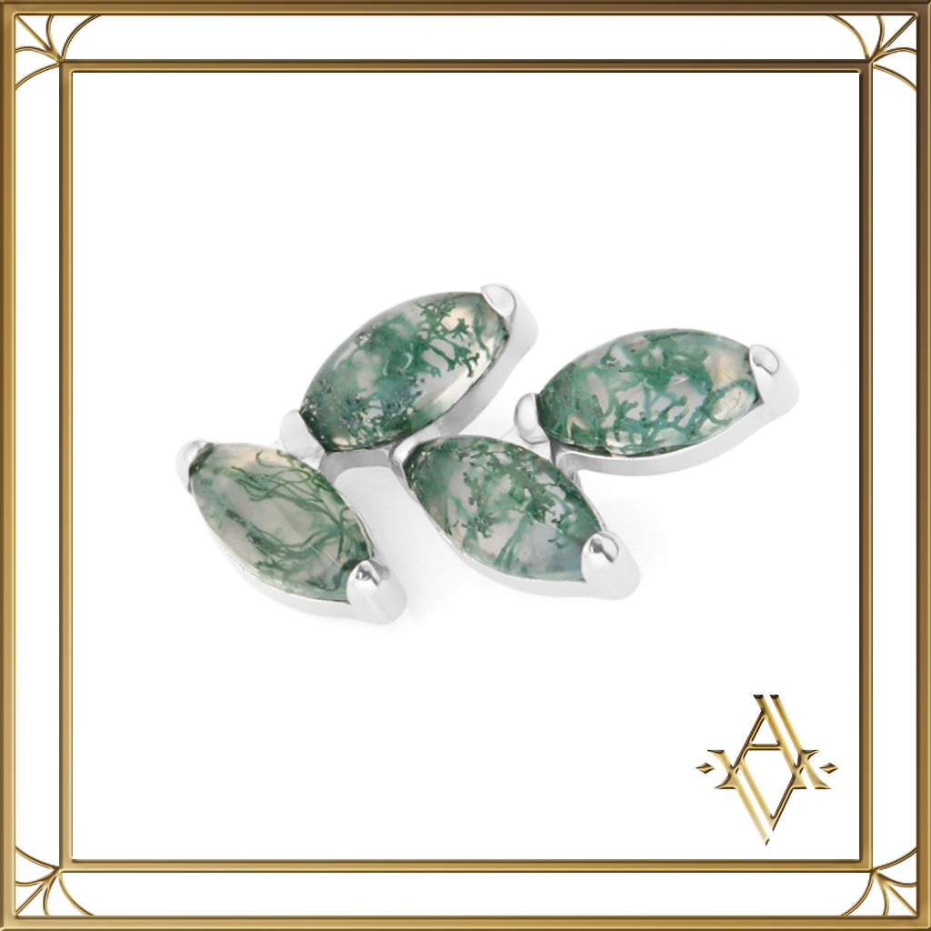 Piercing titane Agate mousse branche Artefact de Vala