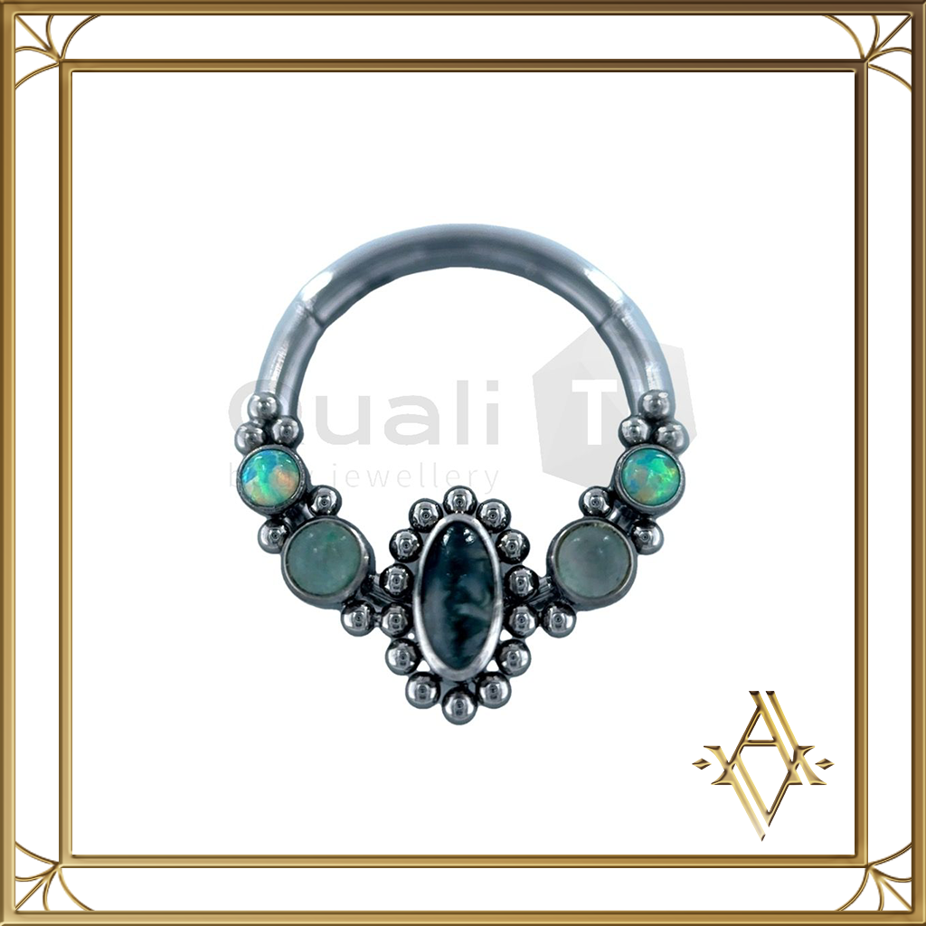 Anneau Ducissa agate mousse titane Artefact de Vala