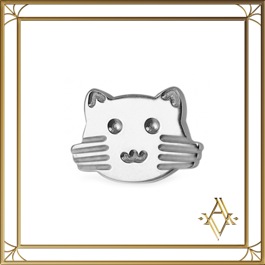 Boucles d'oreilles piercing titane argenté chaton Artefact de Vala