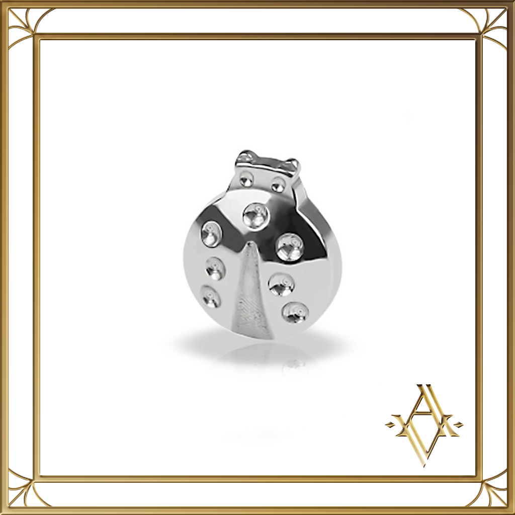 Boucles d'oreilles piercing titane argenté coccinelle Artefact de Vala