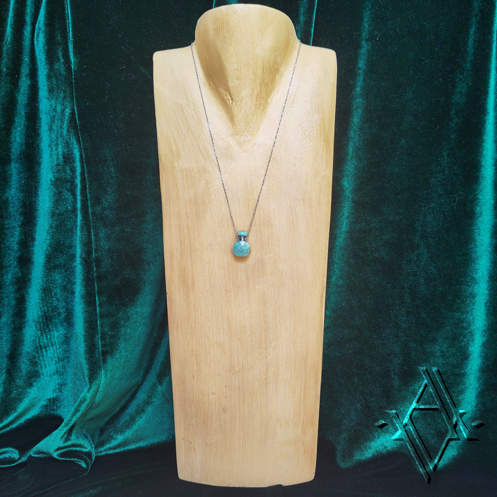 Collier flacon amazonite acier inoxydable artefact de vala