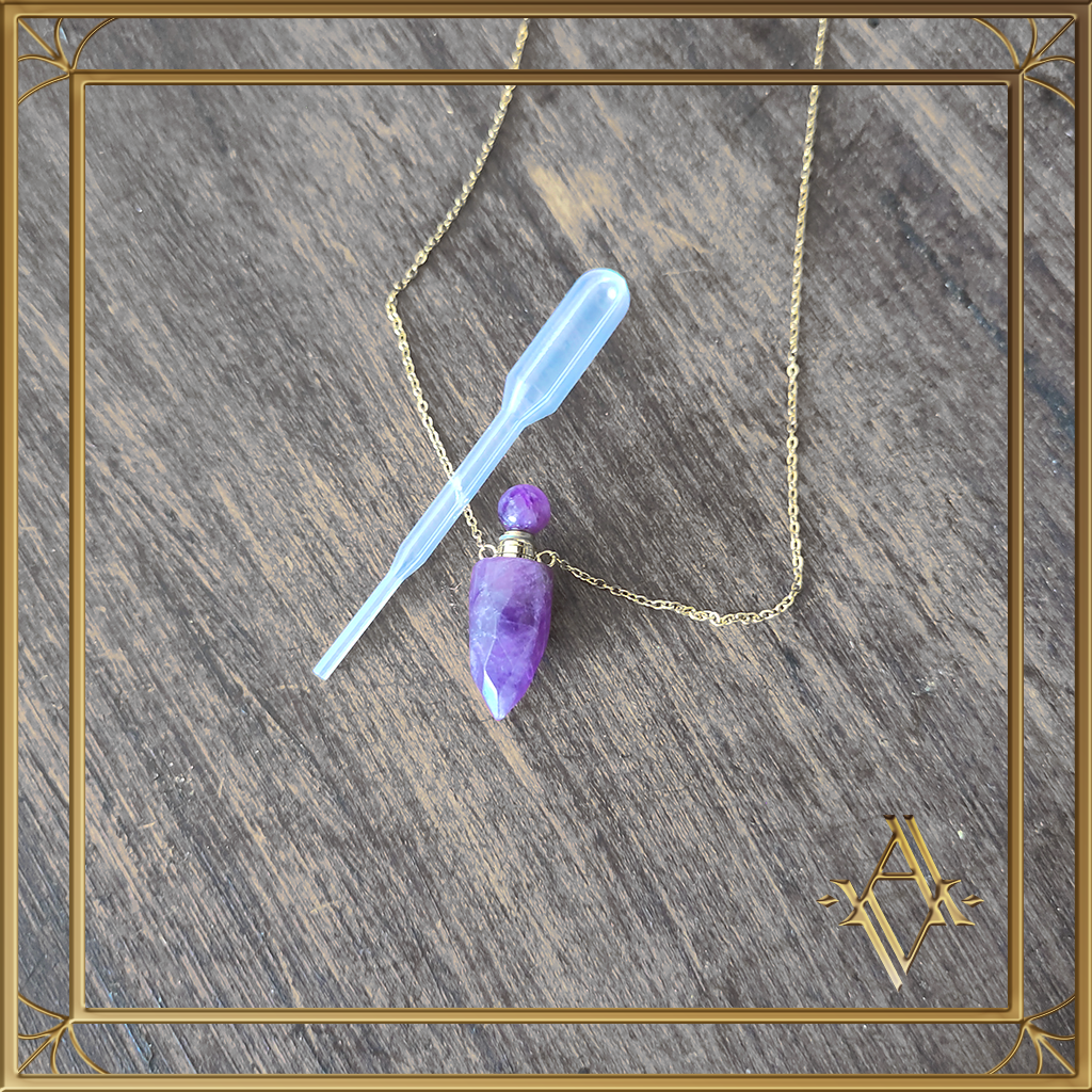 Collier flacon fluorine acier inoxydable artefact de vala