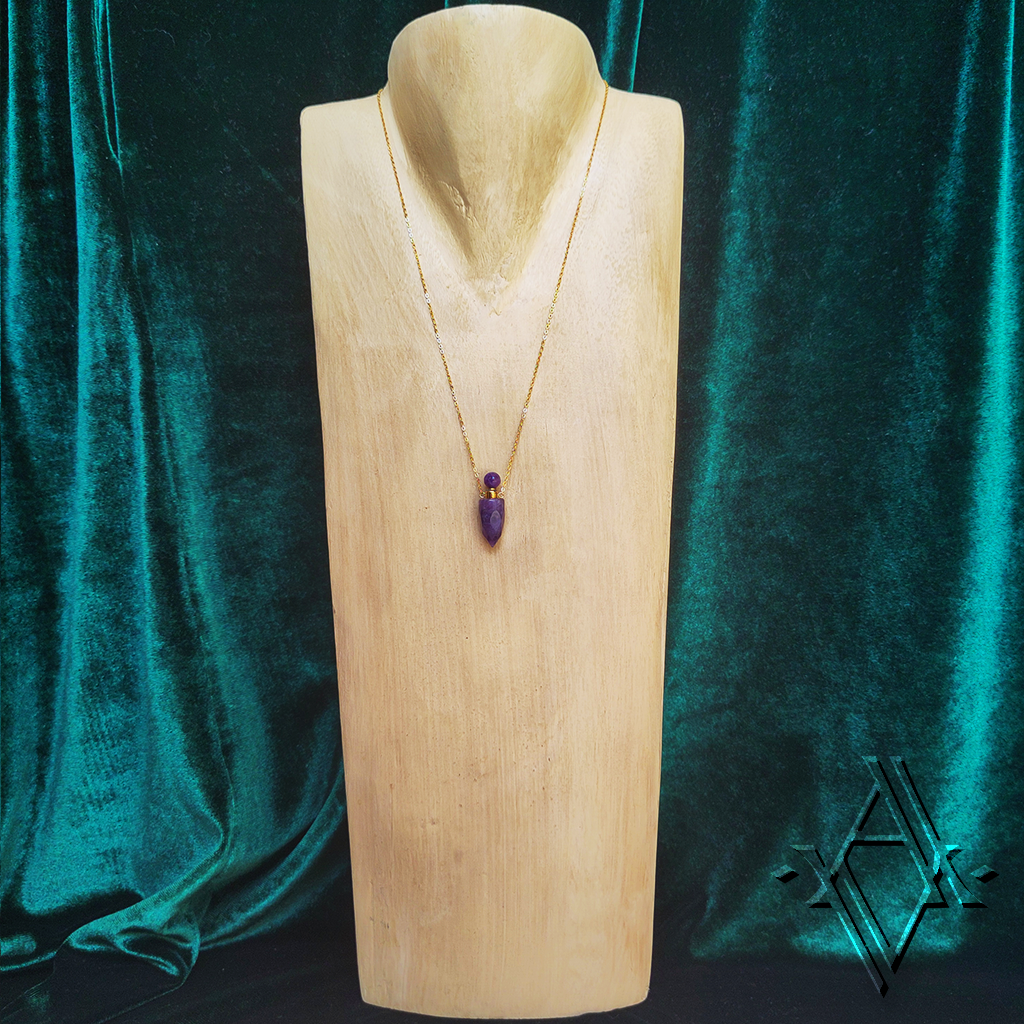 Collier flacon fluorine acier inoxydable artefact de vala