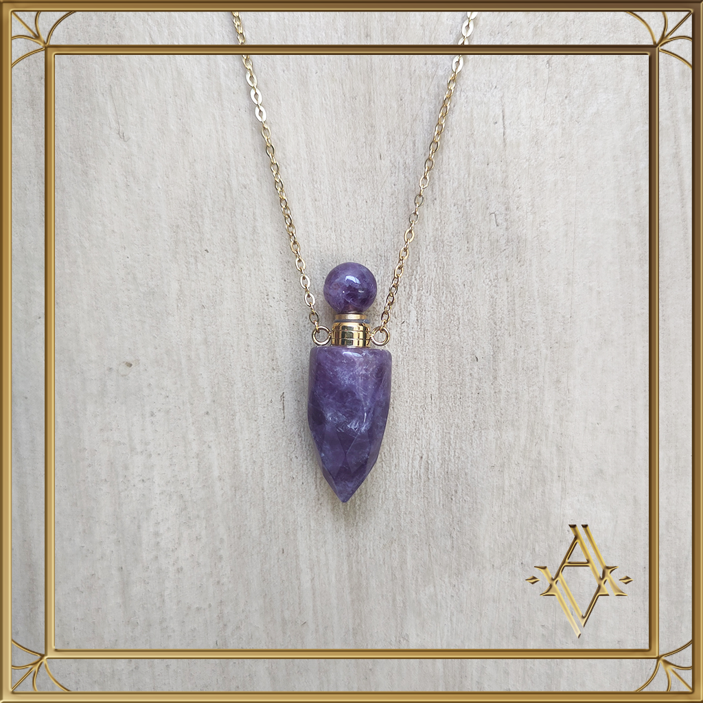 Collier flacon fluorine acier inoxydable artefact de vala