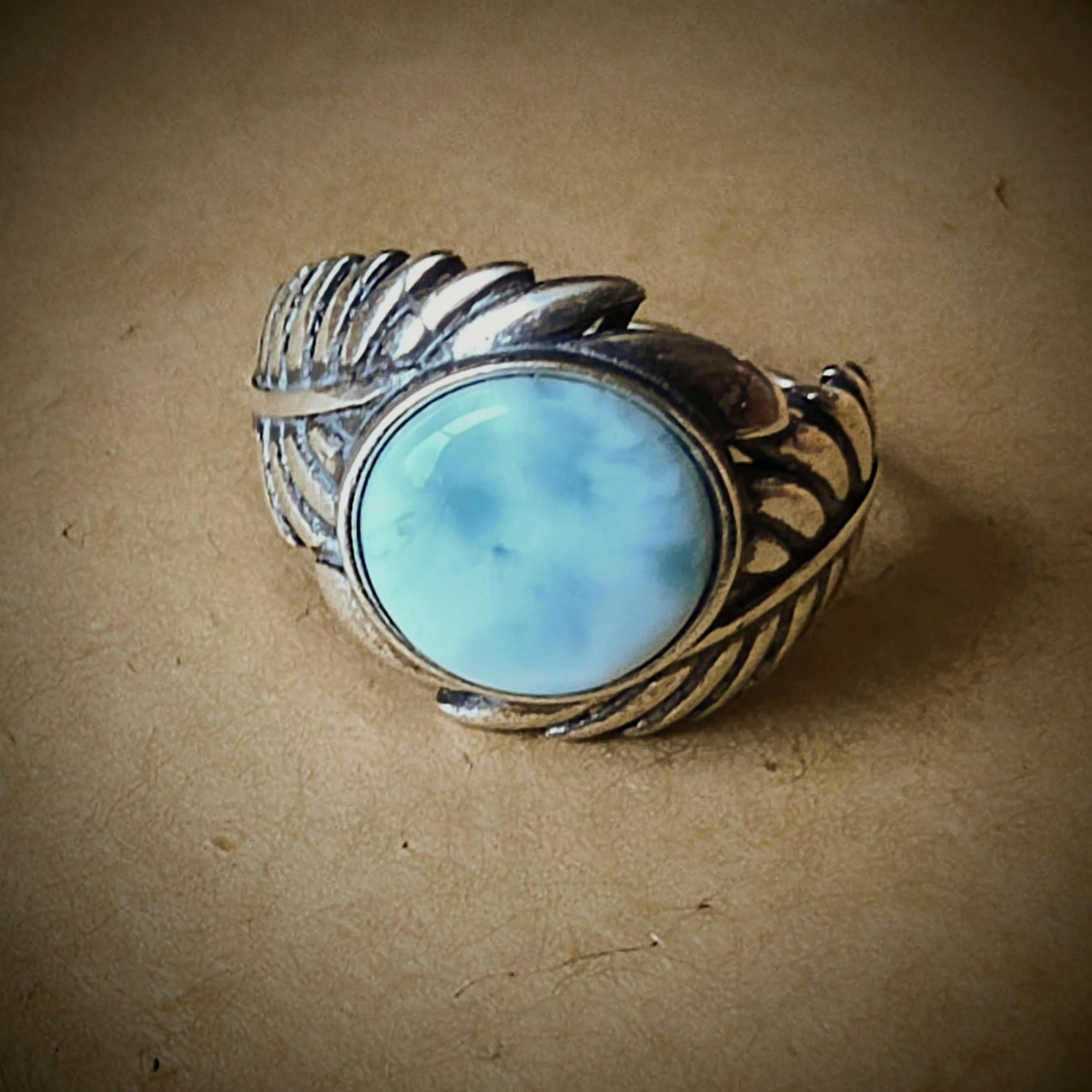 Bague argent 925 larimar reglable artefact de vala