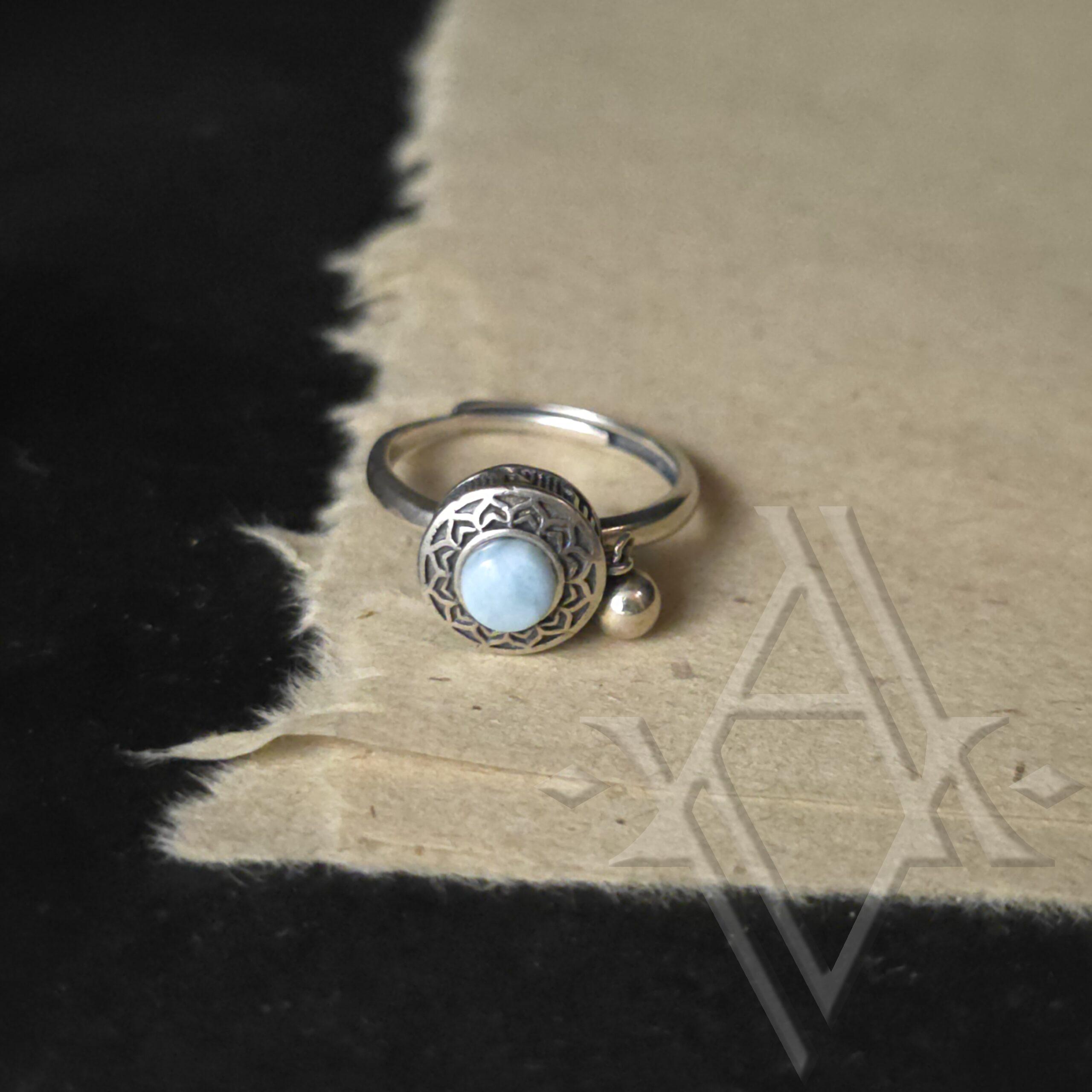 Bague argent 925 larimar antistress reglable artefact de vala