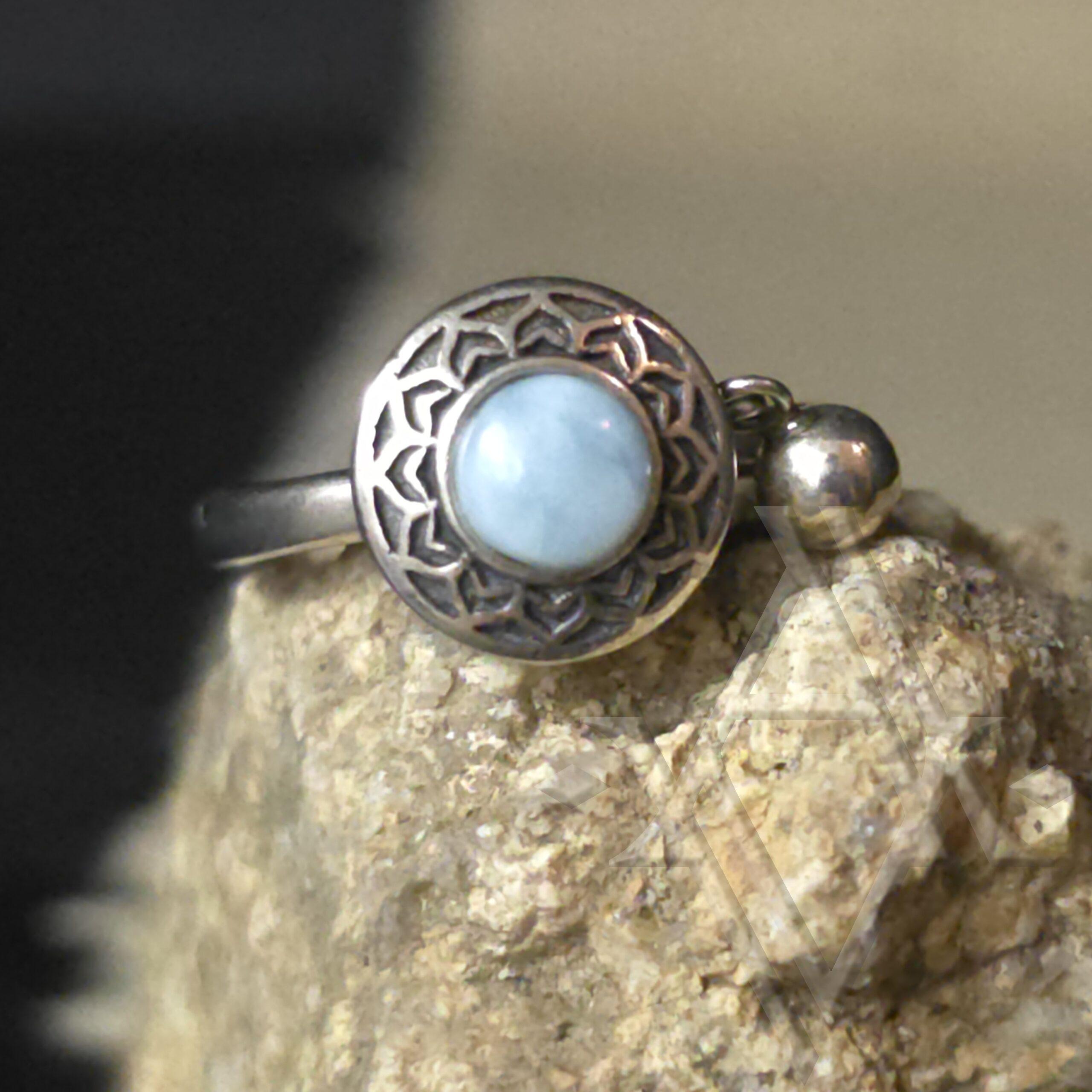 Bague argent 925 larimar antistress reglable artefact de vala