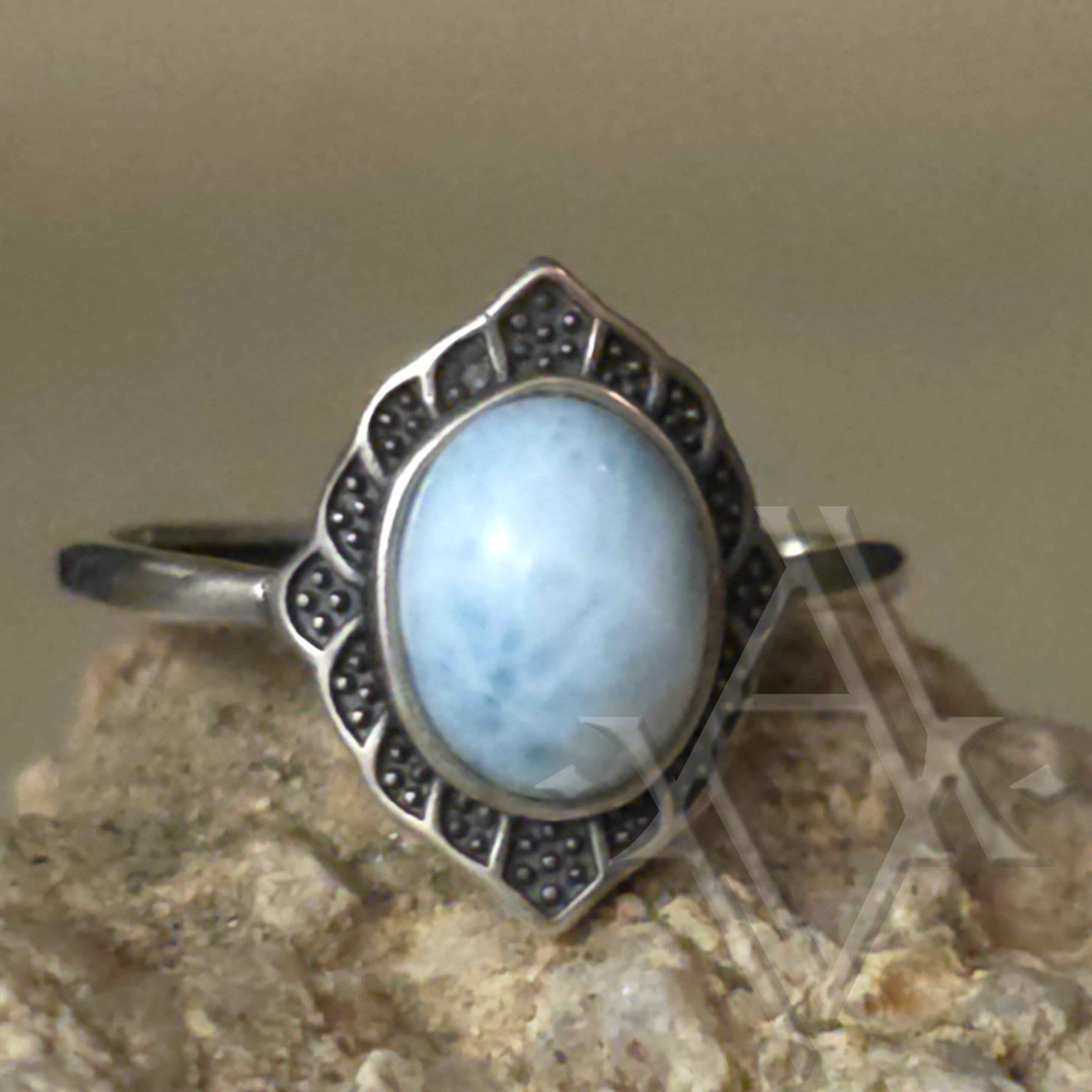 Bague argent 925 larimar reglable artefact de vala