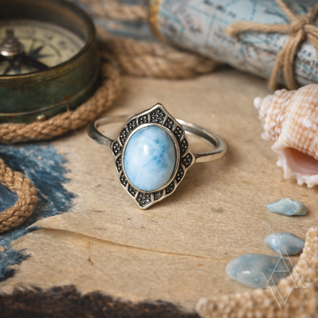 Bague argent 925 larimar reglable artefact de vala