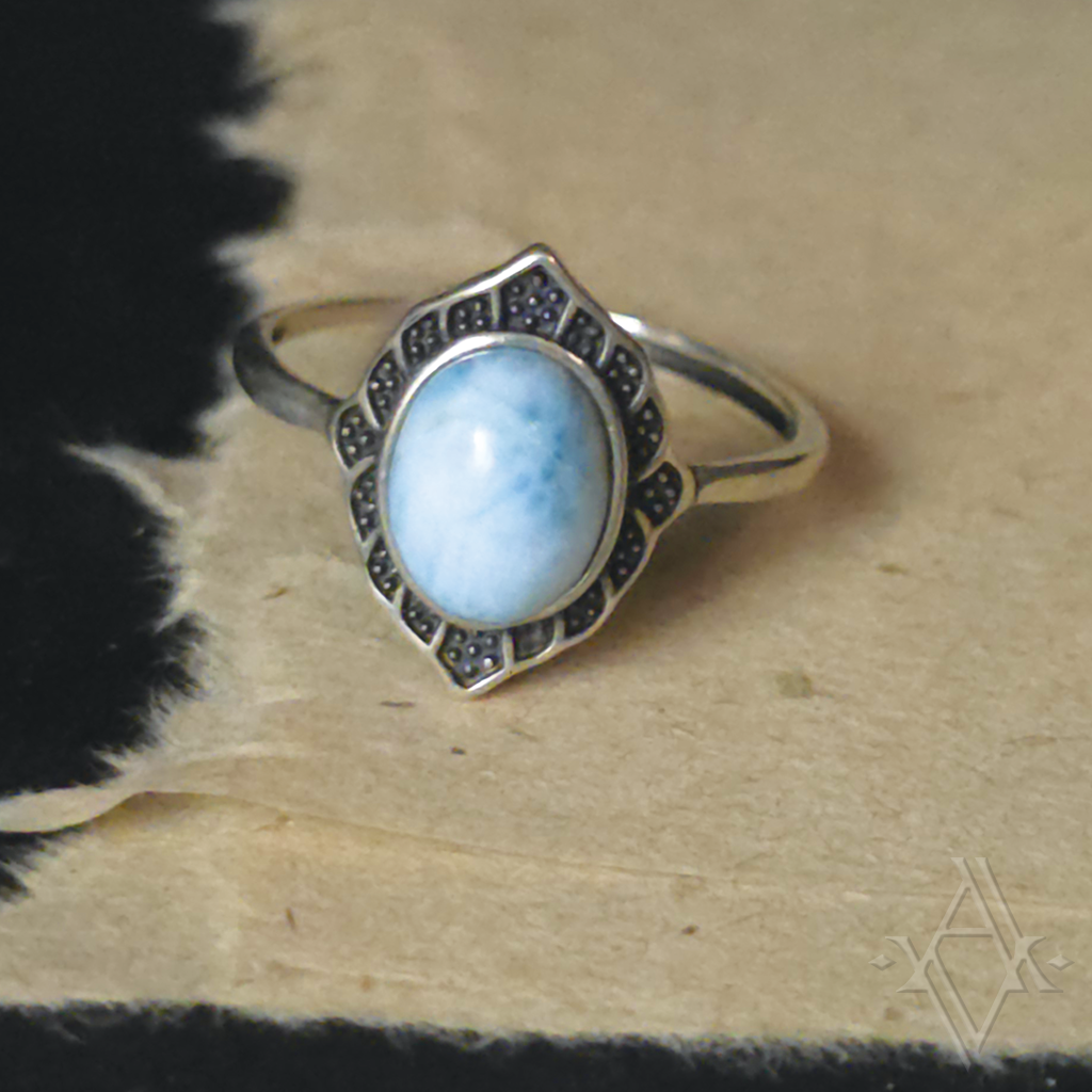 Bague argent 925 larimar reglable artefact de vala