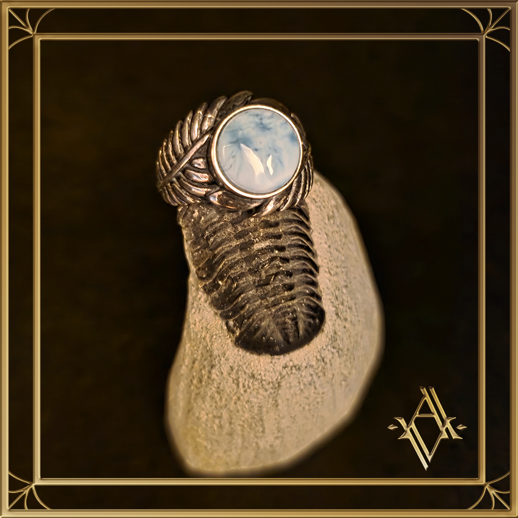 Bague argent 925 larimar reglable artefact de vala