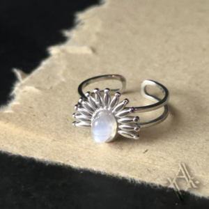 Bague Aurore pierre de lune acier inoxydable