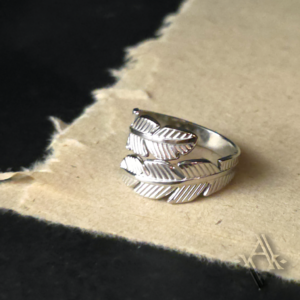 Bague plume acier inoxydable artefact de vala