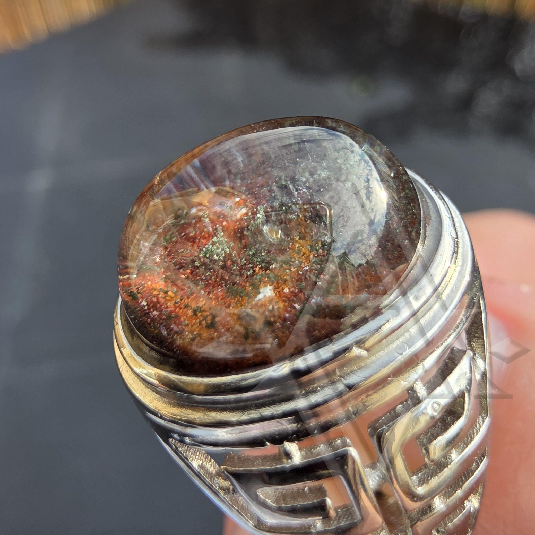 Bague argent 925 lodolite reglable artefact de vala