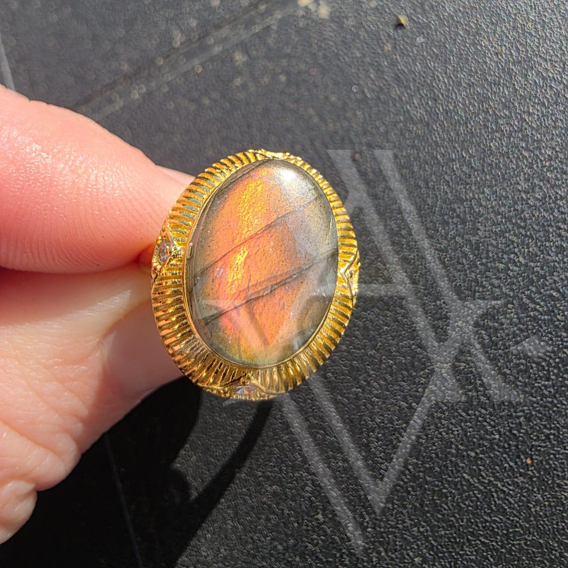 Bague argent 925 labradorite reglable artefact de vala