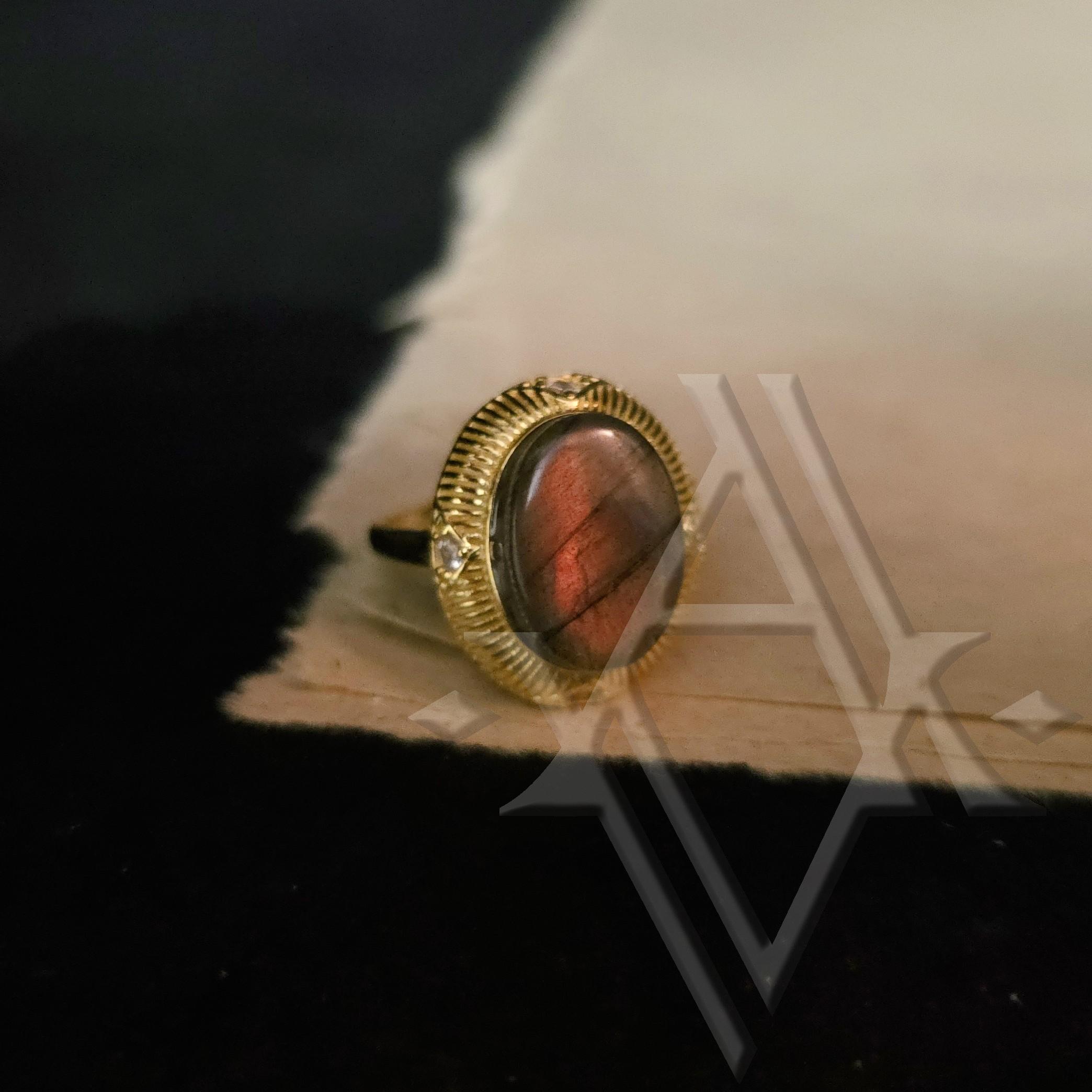 Bague argent 925 labradorite reglable artefact de vala