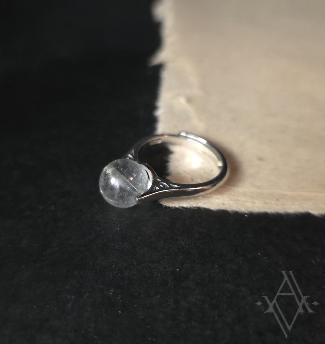 Bague argent 925 quartz anti-stress reglable artefact de vala