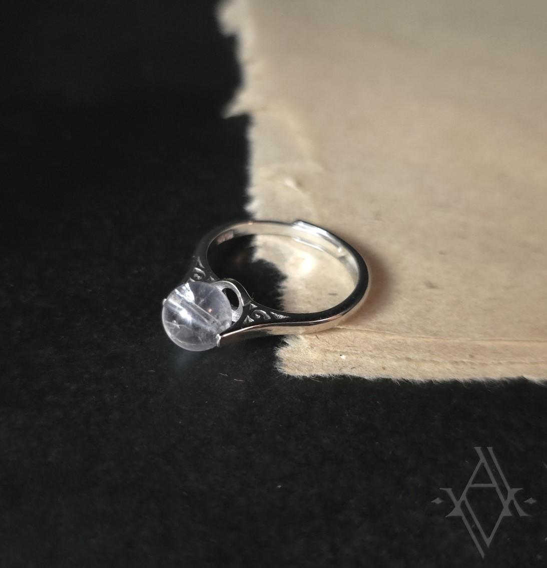 Bague argent 925 quartz anti-stress reglable artefact de vala