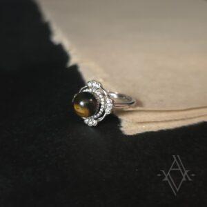 Bague argent 925 ambre bleu reglable artefact de vala