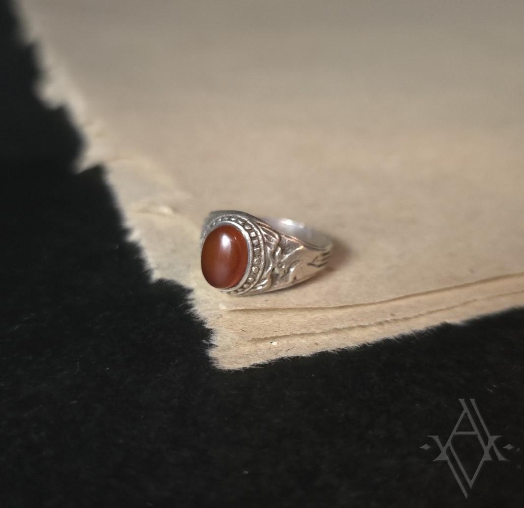 Bague argent 925 cornaline reglable artefact de vala
