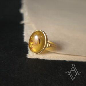 Bague argent 925 ambre reglable artefact de vala