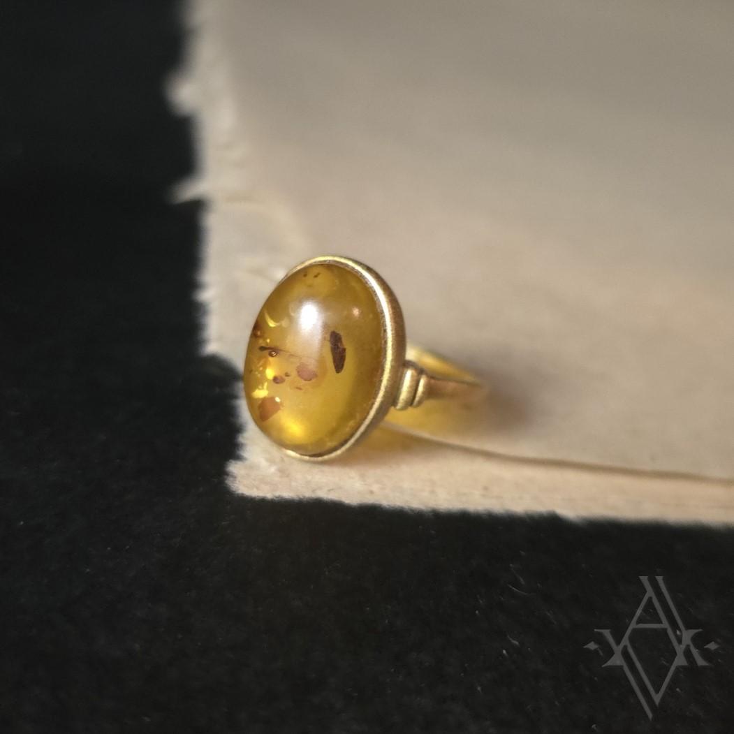 Bague argent 925 ambre reglable artefact de vala