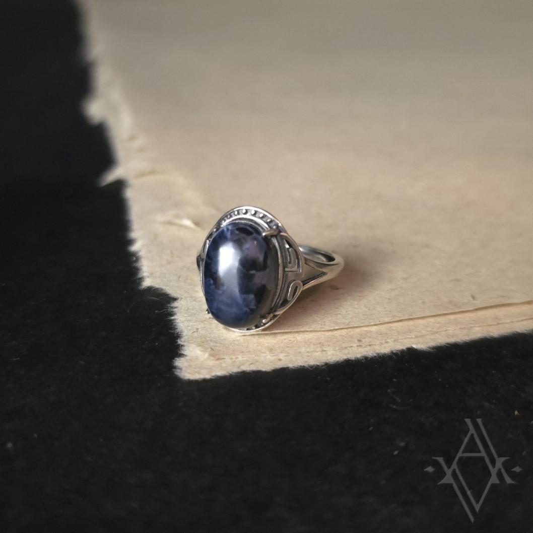 Bague argent 925 pietersite reglable artefact de vala