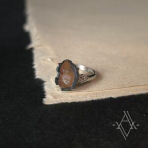 Bague argent 925 druse agate reglable artefact de vala