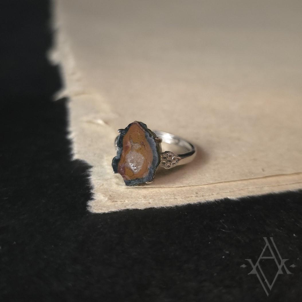 Bague argent 925 druse agate reglable artefact de vala