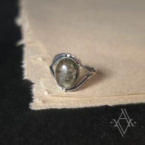 Bague argent 925 lodolite plume reglable artefact de vala