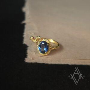 Bague argent 925 doré topaze blue london reglable artefact de vala