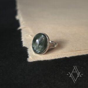 Bague argent 925 séraphinite reglable artefact de vala