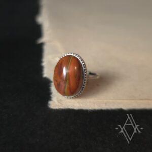 Bague argent 925 jaspe rouge reglable artefact de vala
