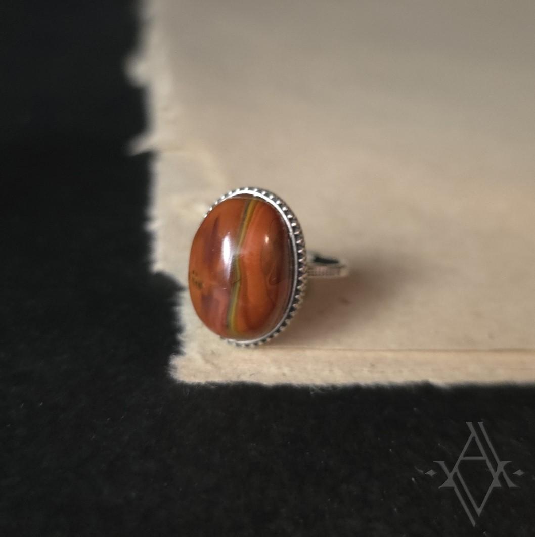 Bague argent 925 jaspe rouge reglable artefact de vala