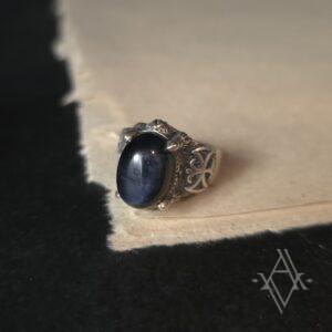 Bague argent 925 œil de faucon reglable artefact de vala