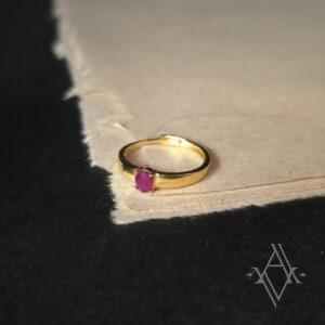 Bague argent 925 doré rubi reglable artefact de vala