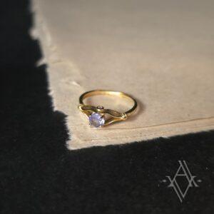 Bague argent 925 doré tanzanite reglable artefact de vala