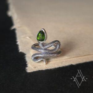 Bague argent 925 diopside reglable artefact de vala