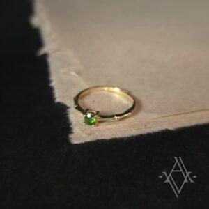 Bague argent 925 doré diopside reglable artefact de vala