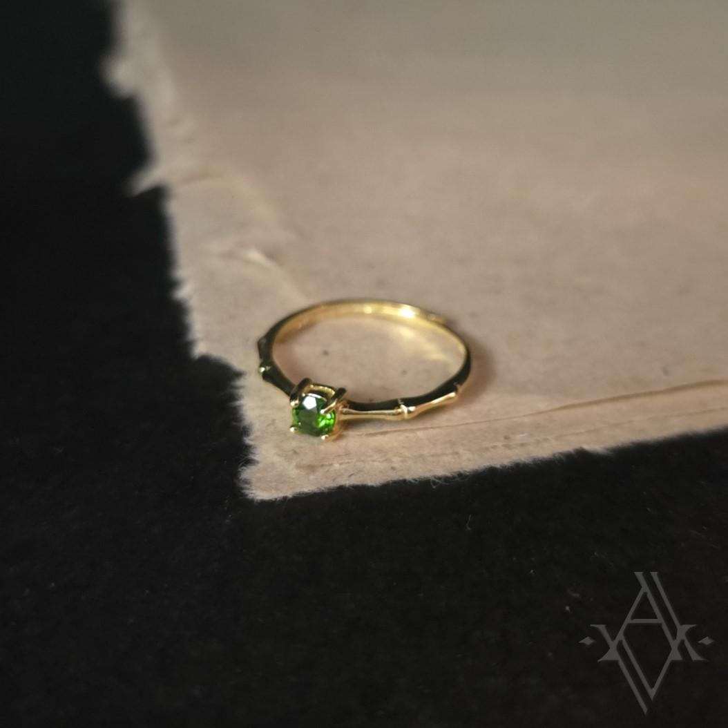 Bague argent 925 doré diopside reglable artefact de vala