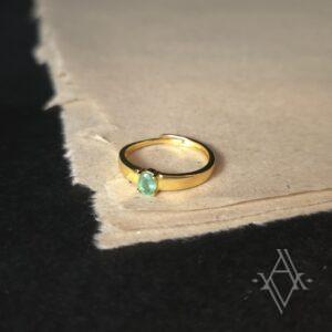 Bague argent 925 doré émeraude reglable artefact de vala
