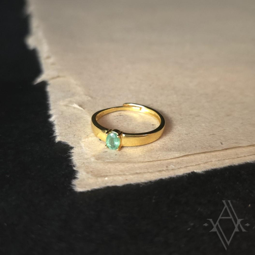 Bague argent 925 doré émeraude reglable artefact de vala