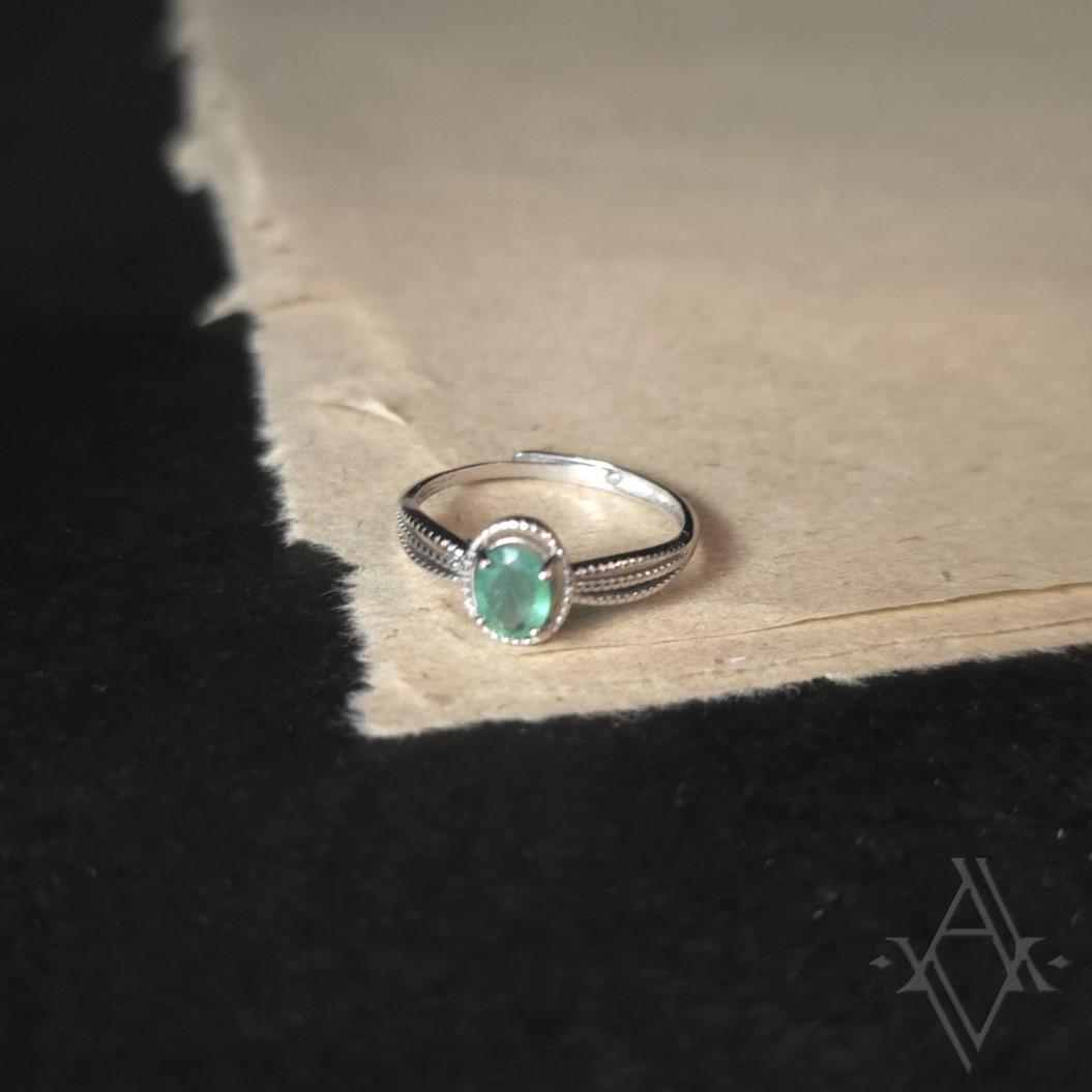 Bague argent 925 émeraude reglable artefact de vala